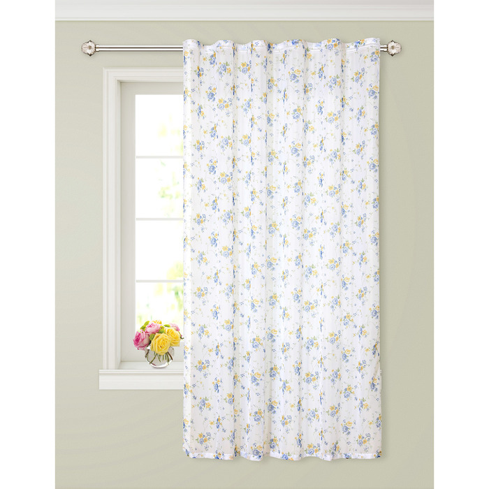 Штора для кухни 145х170 см, тюль, цв.синий, пэ 100%