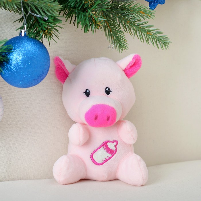 Мягкая игрушка-погремушка "Хрюшка на животике вышивка"