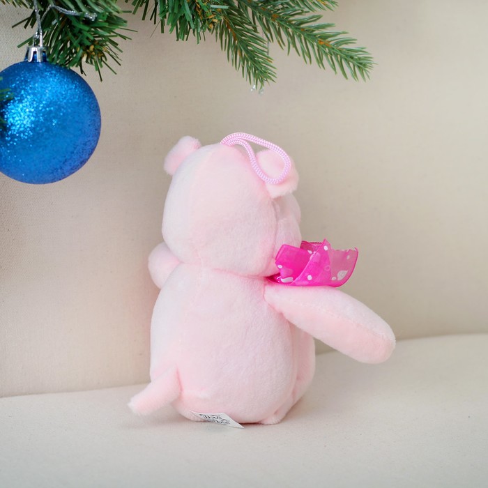 Мягкая игрушка-подвеска "Свинка на животике цветок"