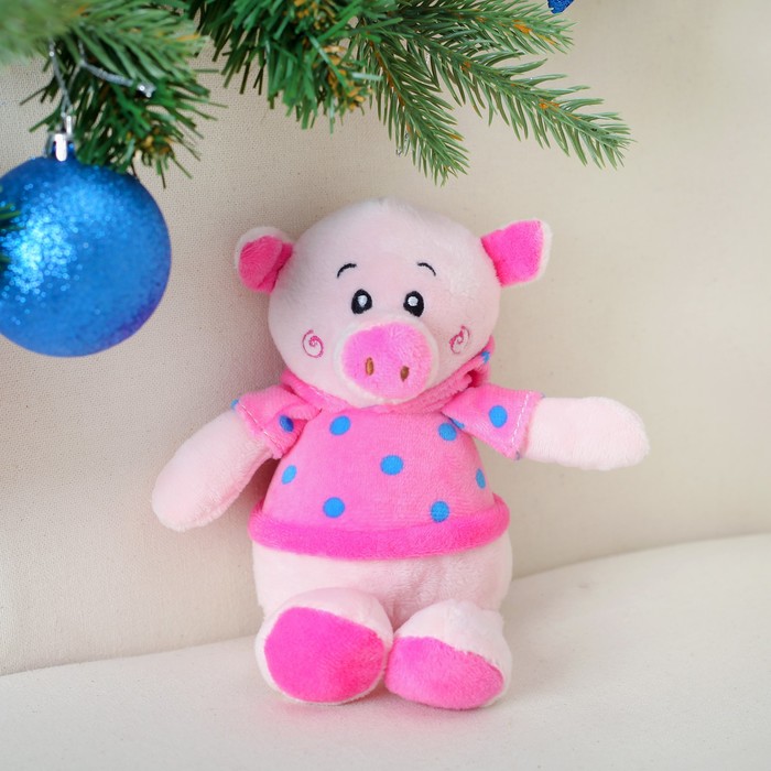 Мягкая игрушка "Хрюшка в кофточке в горошек" 14 см