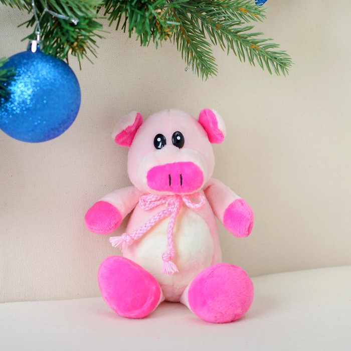 Мягкая игрушка "Розовый свин с бантиком" 14 см