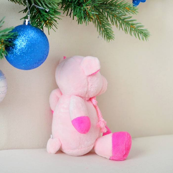 Мягкая игрушка "Розовый свин с бантиком" 14 см