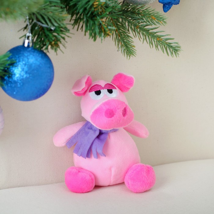 Мягкая игрушка "Хрюн фиолетовый шарф" 13 см