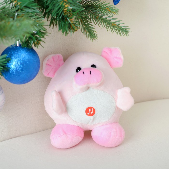Мягкая музыкальная игрушка "Хрюшка короткие лапки" 14 см