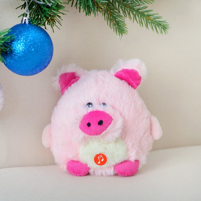 Мягкая музыкальная игрушка "Розовый поросёнок пушистик"