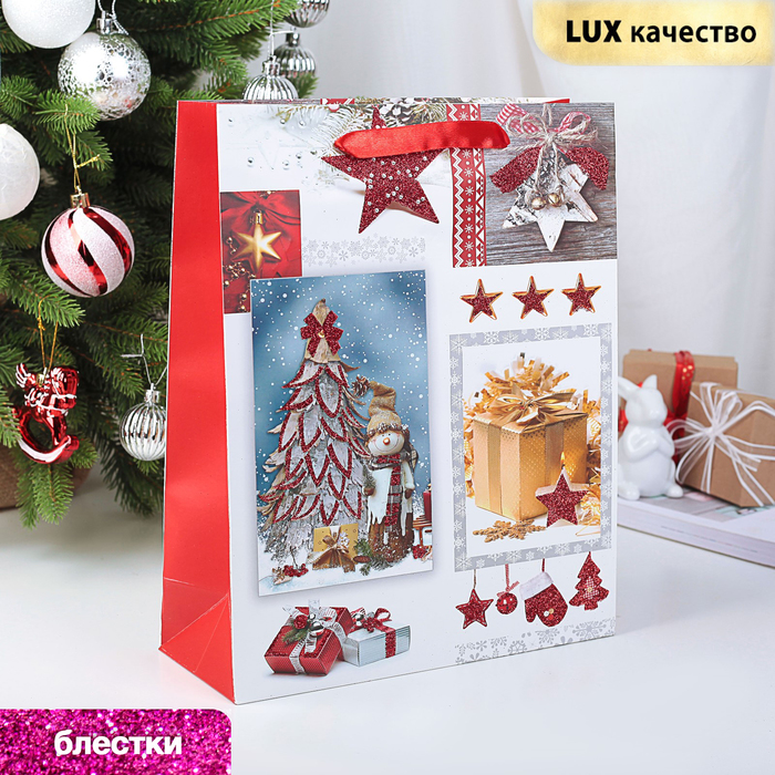 Пакет подарочный "С Новым Годом", люкс, 30 х 12 х 43 см