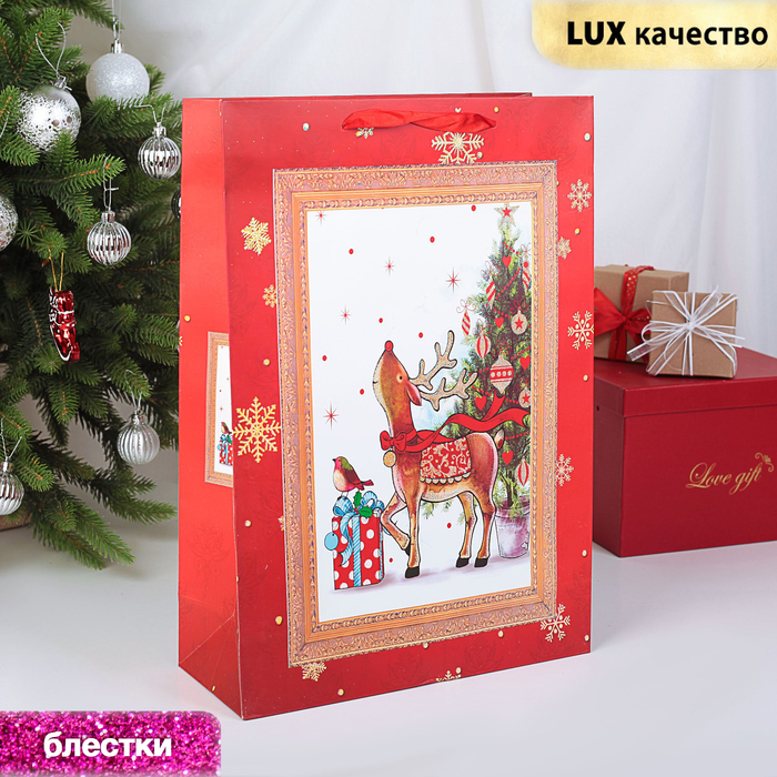 Пакет подарочный "Новогодняя сказка", люкс, 30 х 12 х 43 см