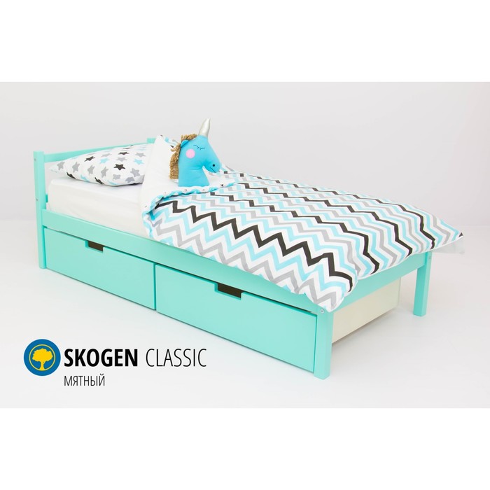 Детская кровать Бельмарко Skogen classic, без ящика, мятная