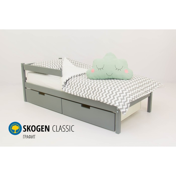 Детская кровать Бельмарко Skogen classic, без ящика, графит