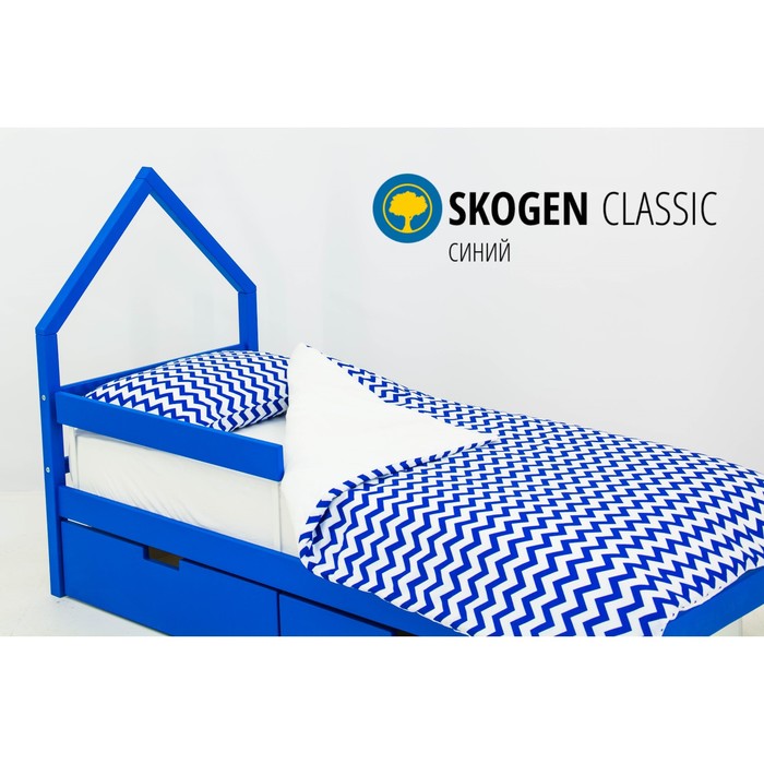 Детская кровать-домик мини Бельмарко Skogen, без ящика, синяя