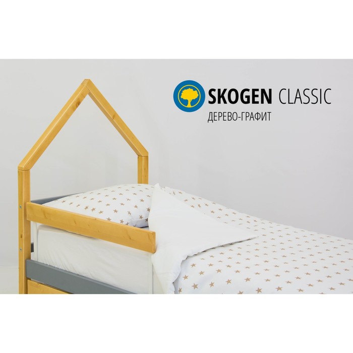 Детская кровать-домик мини Бельмарко Skogen, без ящика, дерево/графит