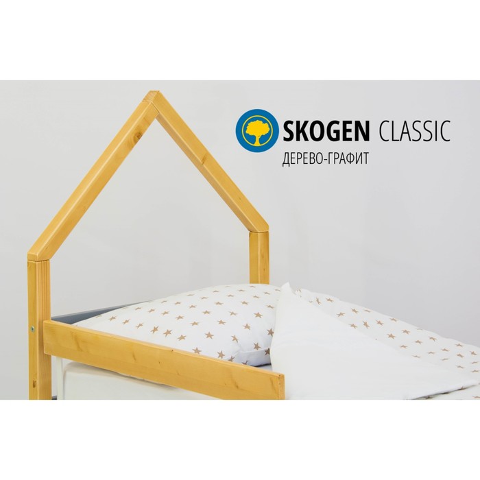 Детская кровать-домик мини Бельмарко Skogen, без ящика, дерево/графит