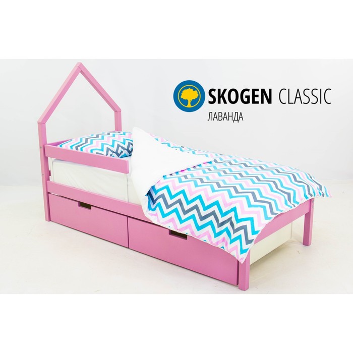 Детская кровать-домик мини Бельмарко Skogen, без ящика, лаванда