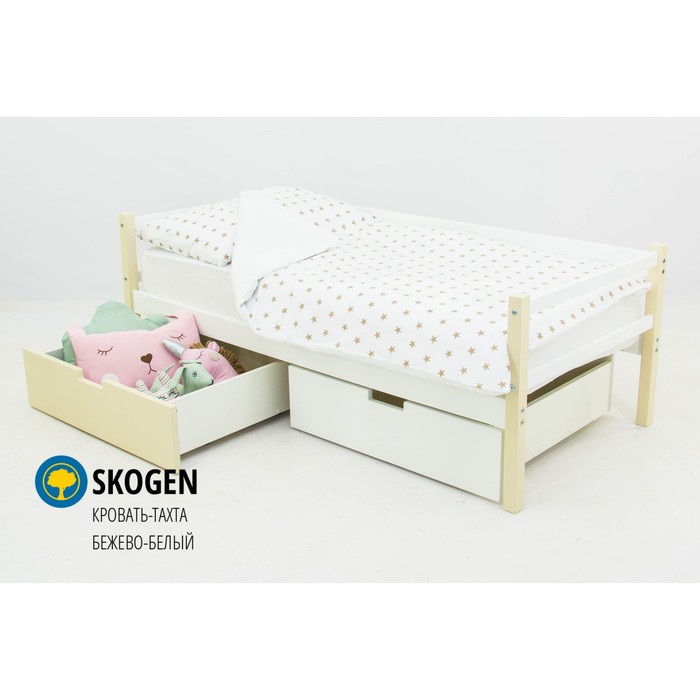 Детская кровать-тахта Skogen, без ящика, бежево-белая