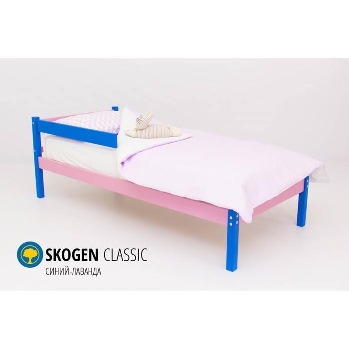 Детская кровать Бельмарко Skogen classic, без ящика, синяя/лаванда