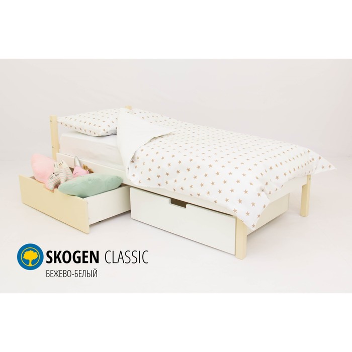 Детская кровать Бельмарко Skogen classic, без ящика, бежево-белая