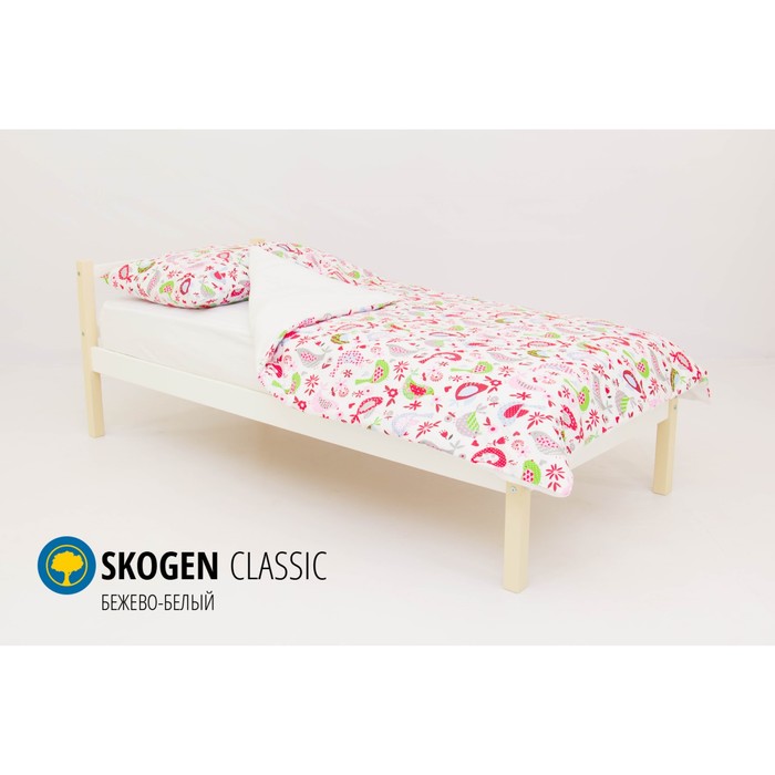 Детская кровать Бельмарко Skogen classic, без ящика, бежево-белая