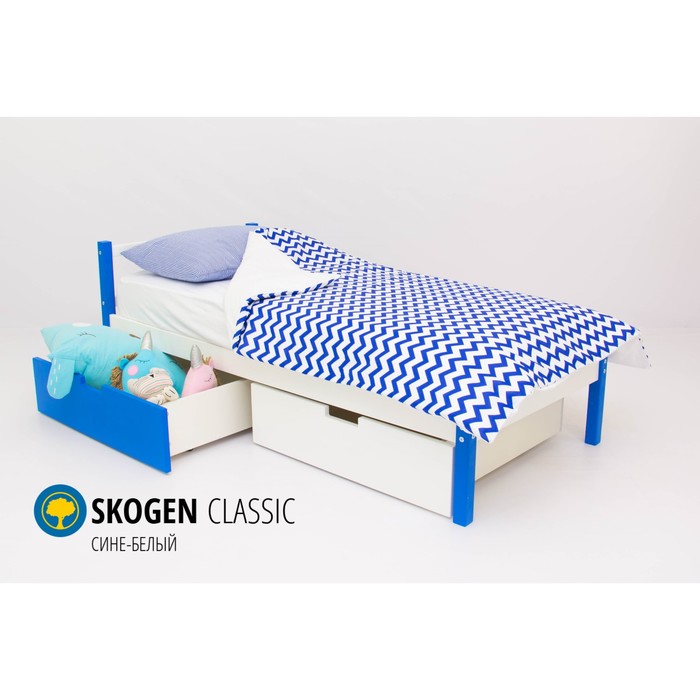 Детская кровать Бельмарко Skogen classic, без ящика, сине-белая