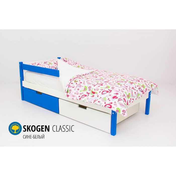Детская кровать Бельмарко Skogen classic, без ящика, сине-белая