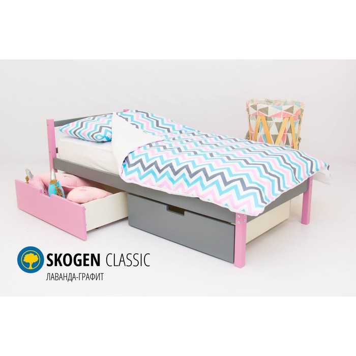 Детская кровать Бельмарко Skogen classic, без ящика, лаванда/графит