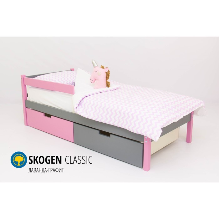 Детская кровать Бельмарко Skogen classic, без ящика, лаванда/графит