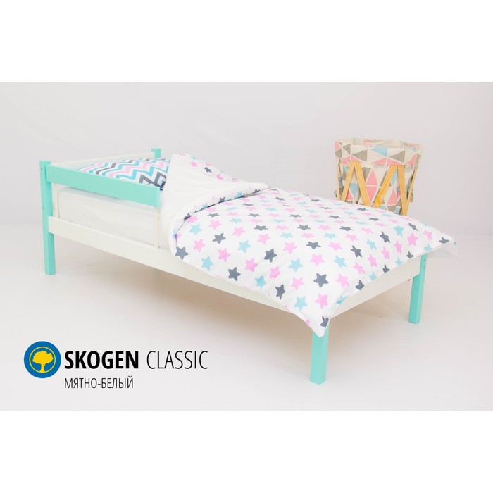Детская кровать Бельмарко Skogen classic, без ящика, мятно-белая