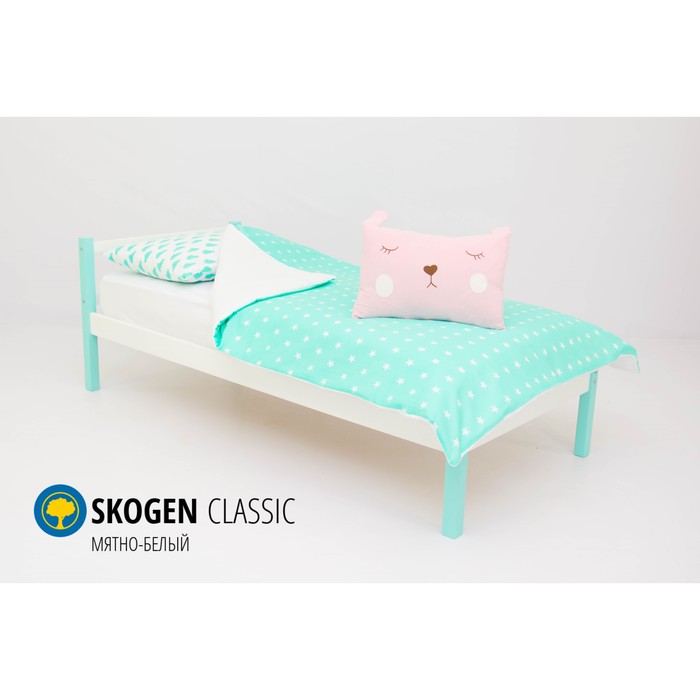 Детская кровать Бельмарко Skogen classic, без ящика, мятно-белая