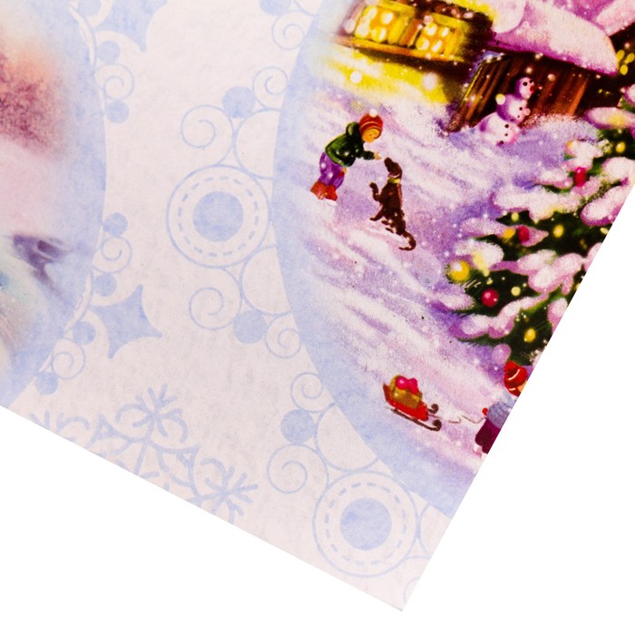 Бумага упаковочная глянцевая 70х100 см "Летящая тройка"