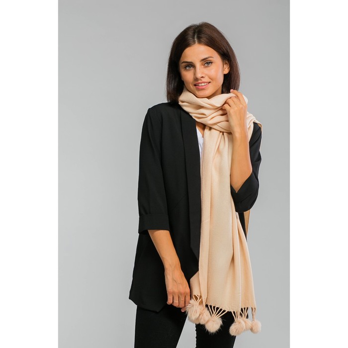 Палантин женский MINAKU "Флоренция", размер 55*200 см, цвет бежевый