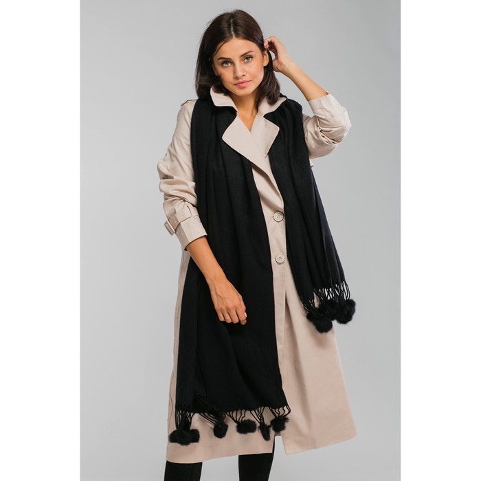 Палантин женский MINAKU "Флоренция", размер 55*200 см, цвет чёрный