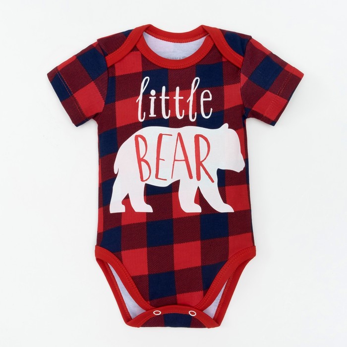 Боди детское "Little bear" клетка, рост 86-92 см 1,5-2 г(28 р-р), 100% хл, интерлок