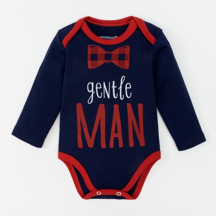 Боди детское с длин.рук "Little man" синий, рост 86-92 см 1,5-2 г(28 р-р), 100% хл, интерлок   35797