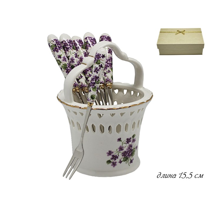 Набор из 6 десертных вилок на подставке, в подарочной упаковке