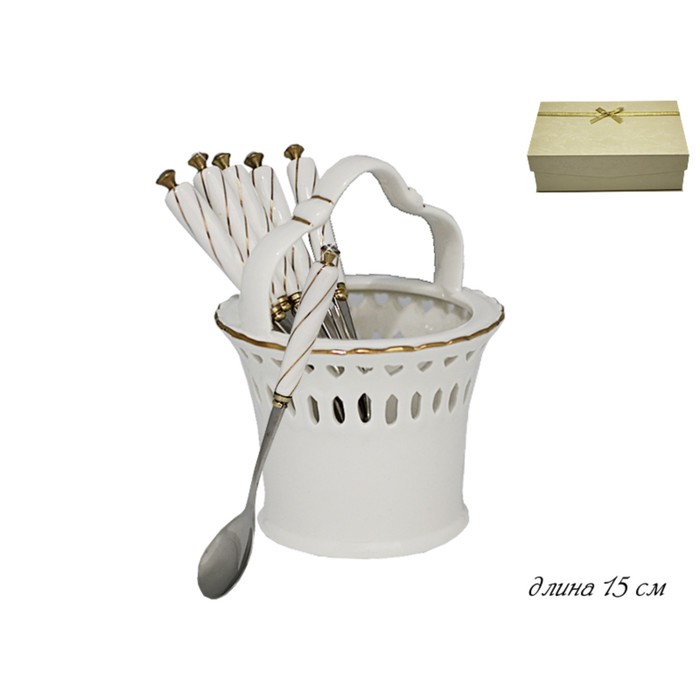 Набор из 6 десертных ложек на подставке, в подарочной упаковке