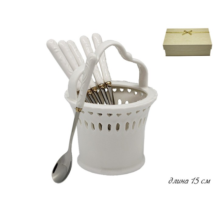 Набор из 6 десертных ложек на подставке, в подарочной упаковке