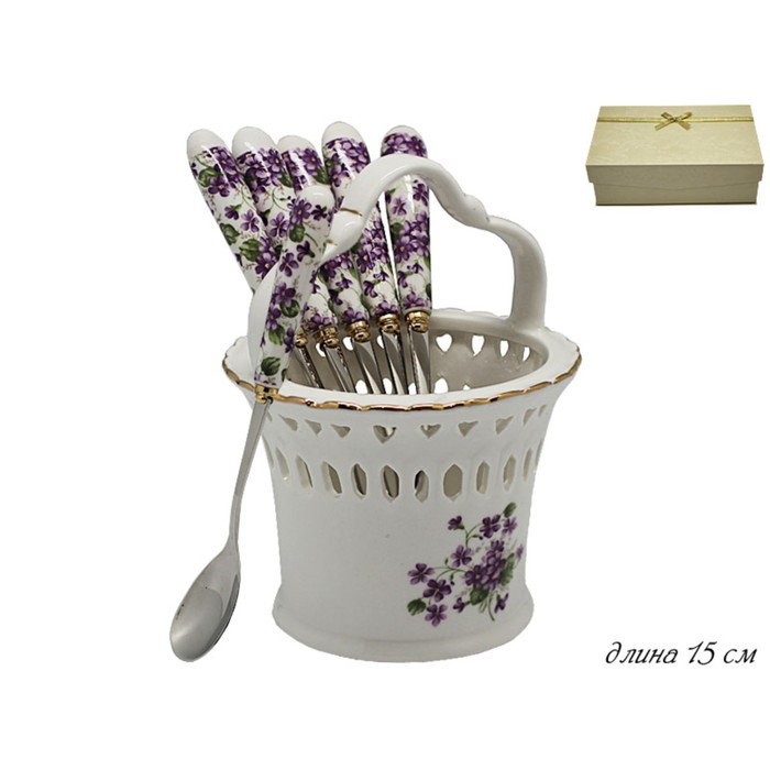 Набор из 6 десертных ложек на подставке, в подарочной упаковке