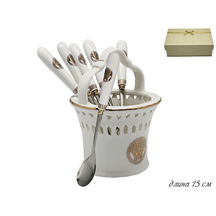 Набор из 6 десертных ложек на подставке, в подарочной упаковке