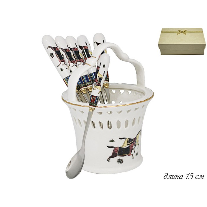 Набор из 6 десертных ложек на подставке, в подарочной упаковке