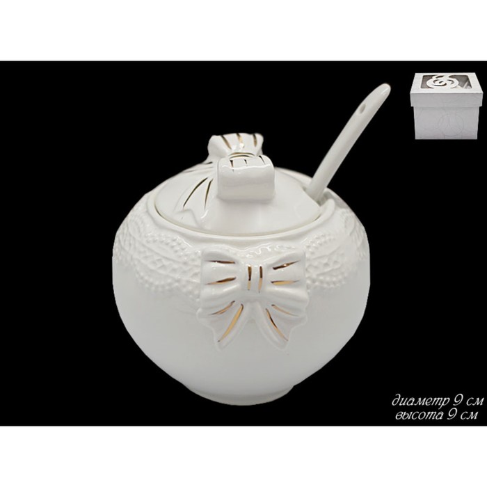 Баночка для мёда 9 см "БАНТИК", в подарочной упаковке