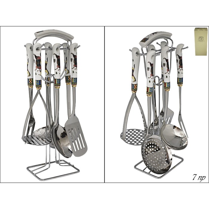 Кухонный набор из 6 предметов на подставке, в подарочной упаковке