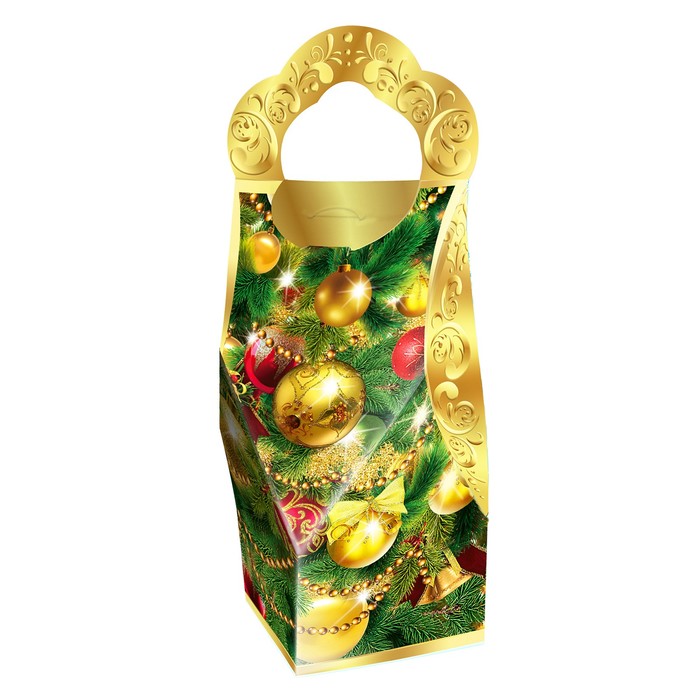 Подарочная коробка "Кристалл", сборная, золотой, 8 х 8 х 20 см