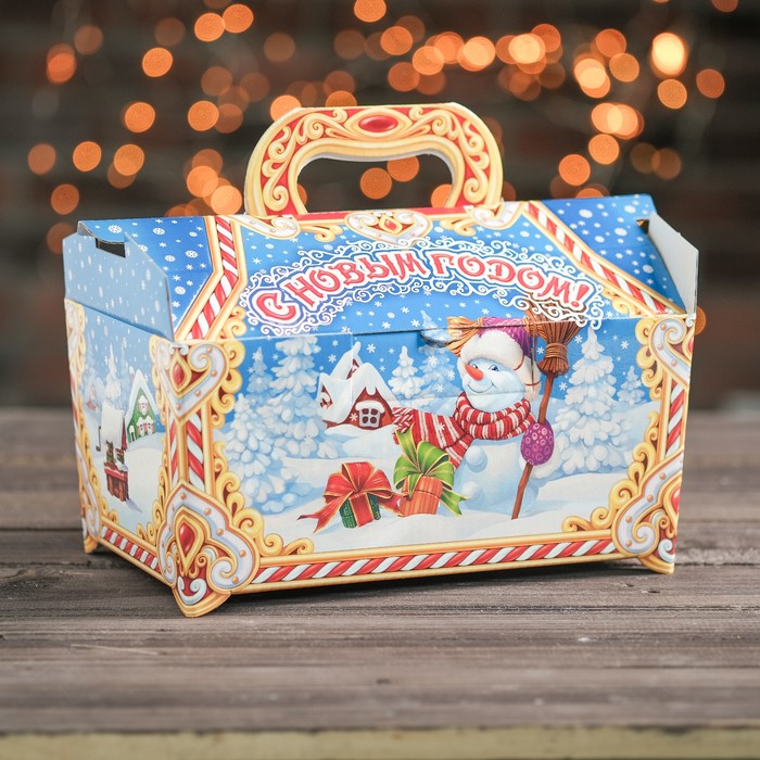 Подарочная коробка "Новогодняя", сундучок, сборная, 25 х 15 х 15 см