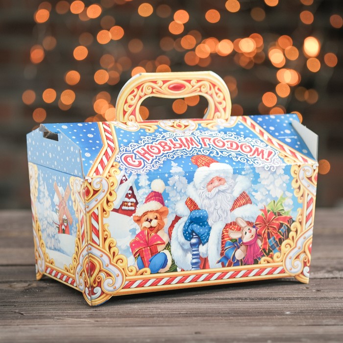Подарочная коробка "Новогодняя", сундучок, сборная, 25 х 15 х 15 см