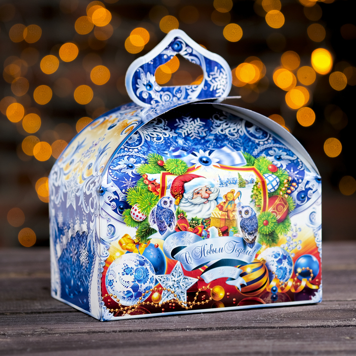 Подарочная коробка "Синий". сундучок. сборная, 18,5 х 16,5 х 12,5 см