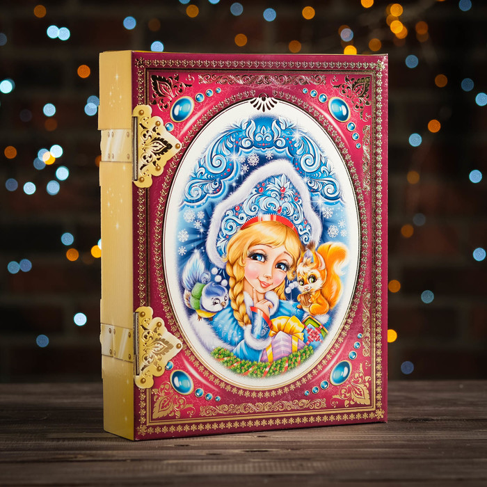 Подарочная коробка "Сказки Дедушки Мороза" красная, 22,5 х 6,7 х 30,5 см