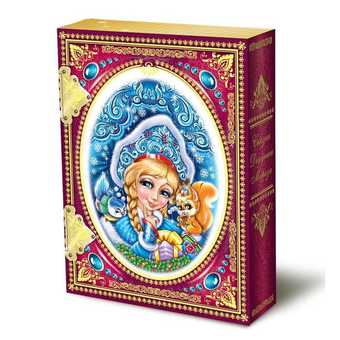 Подарочная коробка "Сказки Дедушки Мороза" красная, 22,5 х 6,7 х 30,5 см