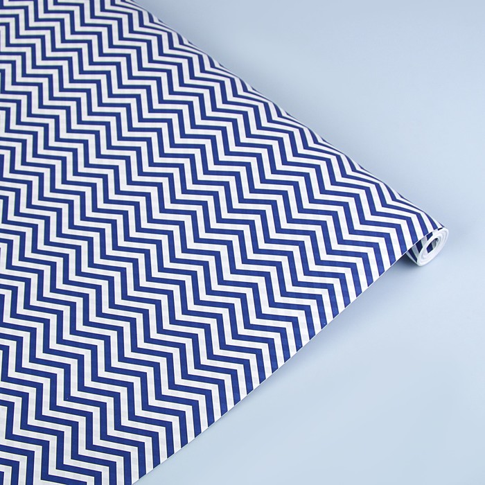 Бумага упаковочная крафт "ЗигЗаг синий", 0,5 х 10 м, 70 гр