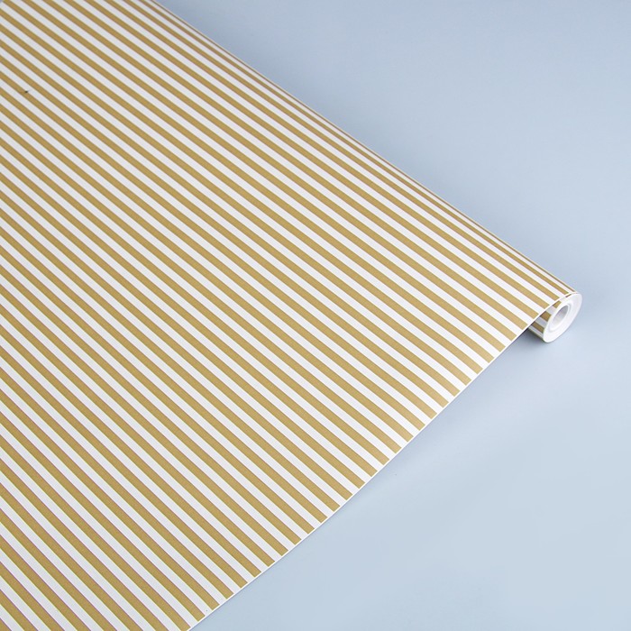 Бумага упаковочная крафт "Полоски золотые". 0,5 х 10 м, 70 гр