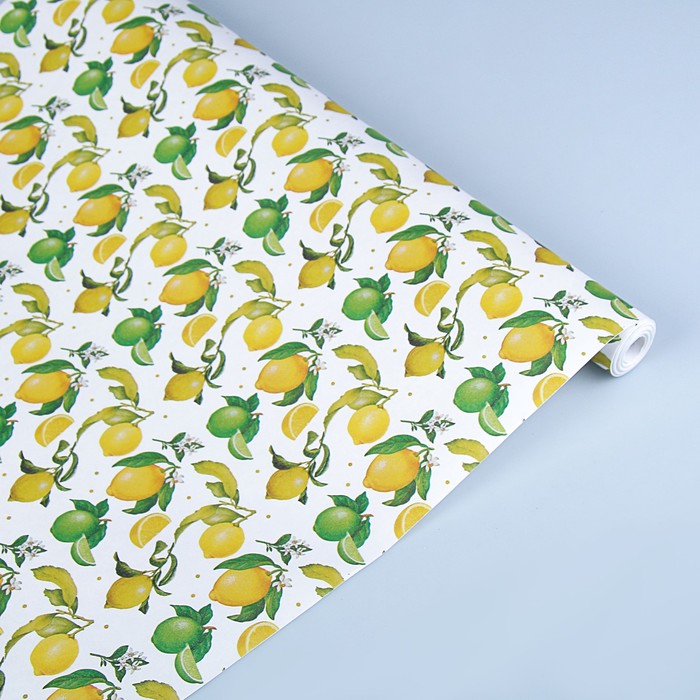 Бумага упаковочная крафт "Лимоны" 0,5 х 10 м, 70 гр