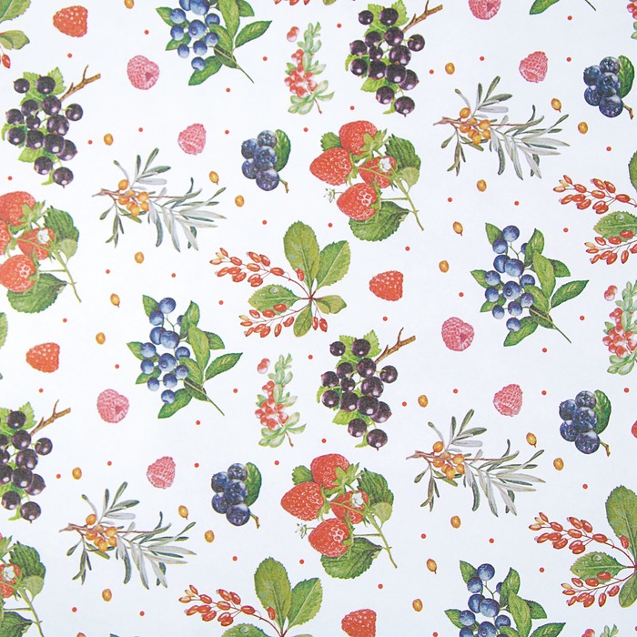 Бумага упаковочная крафт "Лесные ягоды" 0,5 х 10 м, 70 гр